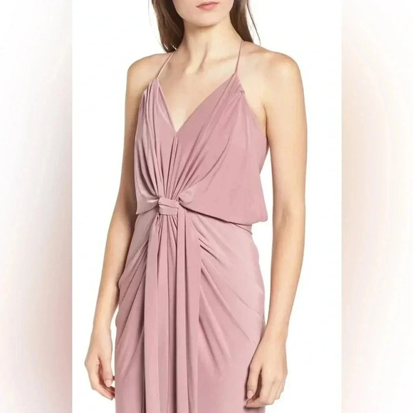 Misa Los Angeles Domino Draped Ruched Blush Pink Mini Dress Womens Size Small - Picture 1 of 11